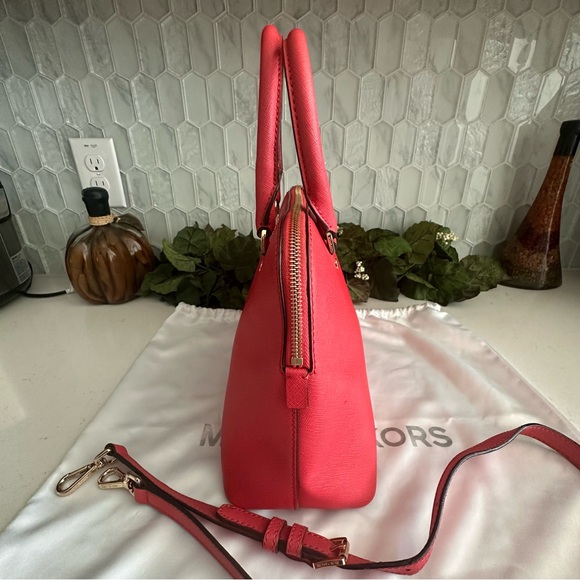 Michael Kors Red Saffiano Leather Satchel Gold-Tone Hardware & Detachable Strap - Picture 7 of 12